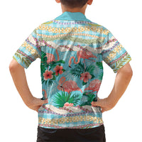 Flamingo Hawaii Summer Family Matching Off Shoulder Maxi Dress and Hawaiian Shirt Hawaiian Lei Pakala Motifs Tropical Style LT14 - Polynesian Pride