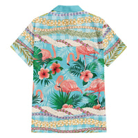 Flamingo Hawaii Summer Family Matching Off Shoulder Maxi Dress and Hawaiian Shirt Hawaiian Lei Pakala Motifs Tropical Style LT14 - Polynesian Pride
