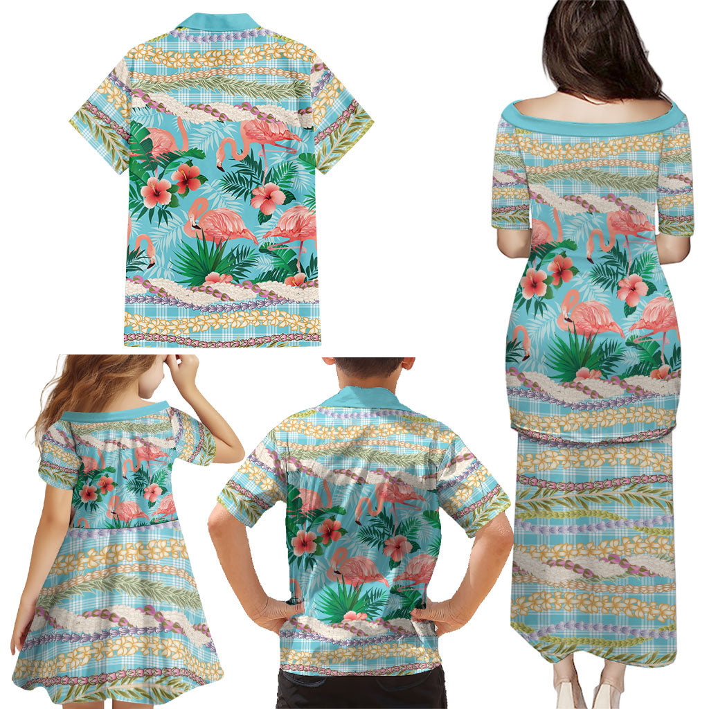 Flamingo Hawaii Summer Family Matching Puletasi and Hawaiian Shirt Hawaiian Lei Pakala Motifs Tropical Style LT14 - Polynesian Pride