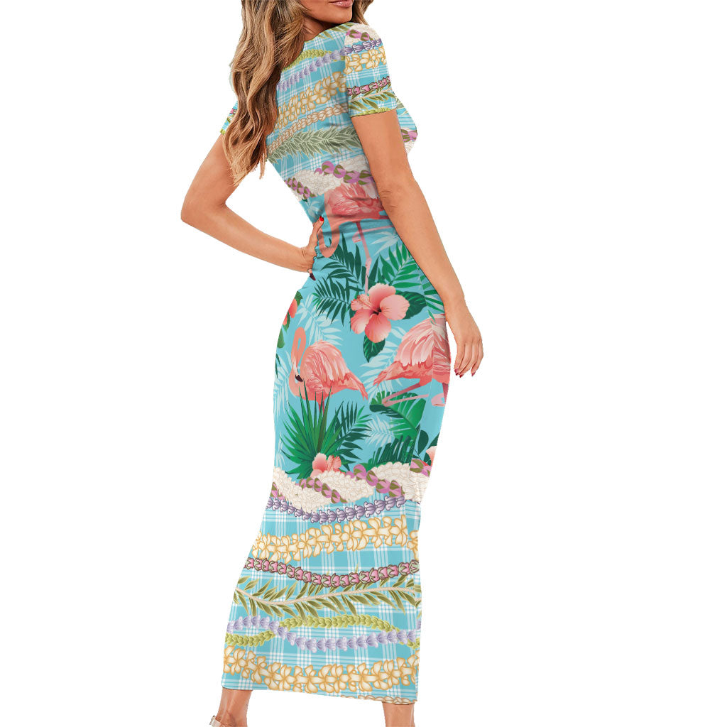 Flamingo Hawaii Summer Family Matching Short Sleeve Bodycon Dress and Hawaiian Shirt Hawaiian Lei Pakala Motifs Tropical Style LT14 - Polynesian Pride