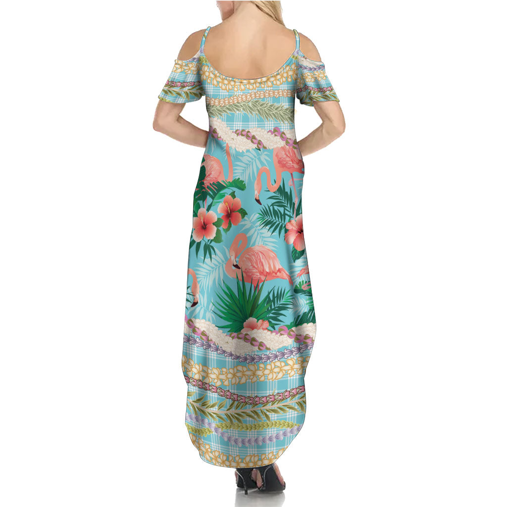 Flamingo Hawaii Summer Family Matching Summer Maxi Dress and Hawaiian Shirt Hawaiian Lei Pakala Motifs Tropical Style LT14 - Polynesian Pride