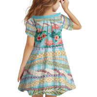 Flamingo Hawaii Summer Family Matching Tank Maxi Dress and Hawaiian Shirt Hawaiian Lei Pakala Motifs Tropical Style LT14 - Polynesian Pride
