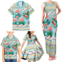 Flamingo Hawaii Summer Family Matching Tank Maxi Dress and Hawaiian Shirt Hawaiian Lei Pakala Motifs Tropical Style LT14 - Polynesian Pride