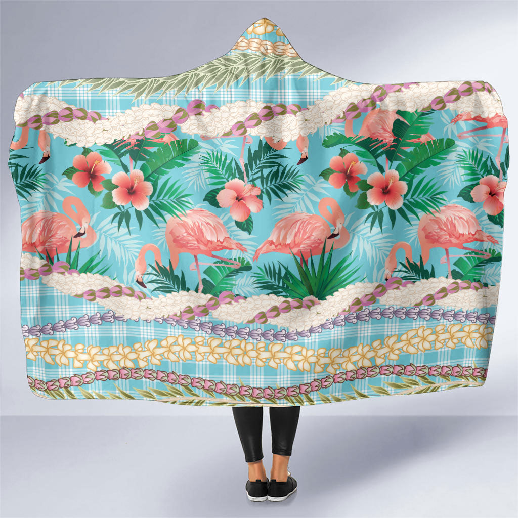 Flamingo Hawaii Summer Hooded Blanket Hawaiian Lei Pakala Motifs Tropical Style LT14 One Size Cyan - Polynesian Pride