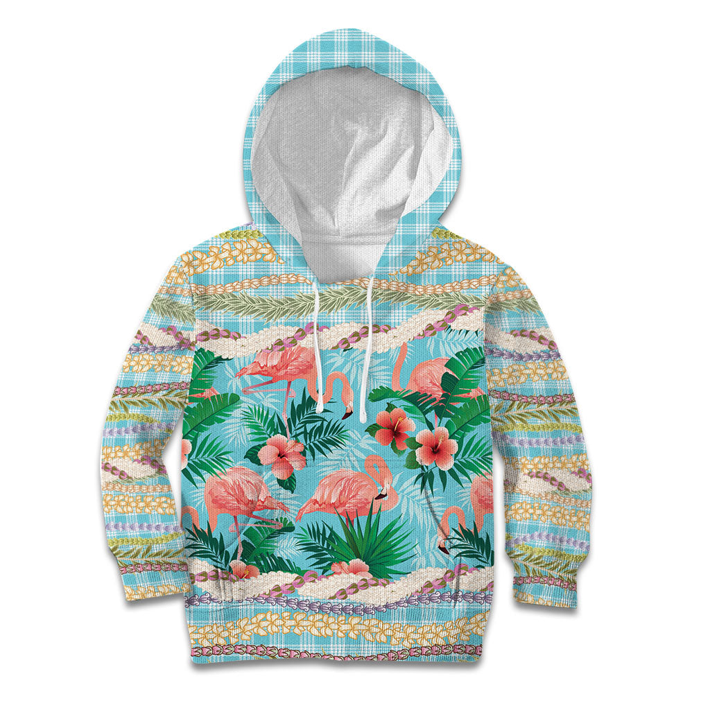 Flamingo Hawaii Summer Kid Hoodie Hawaiian Lei Pakala Motifs Tropical Style LT14 Hoodie Cyan - Polynesian Pride