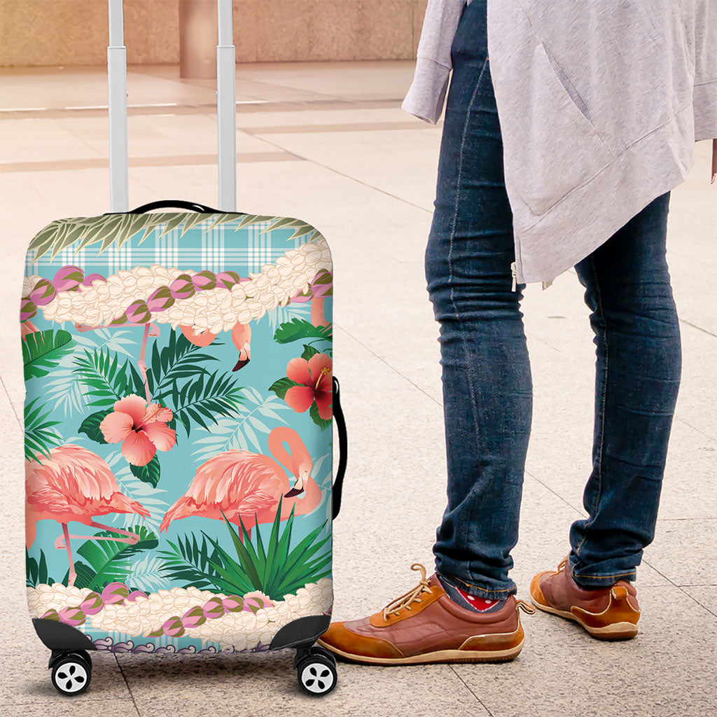 Flamingo Hawaii Summer Luggage Cover Hawaiian Lei Pakala Motifs Tropical Style LT14 Cyan - Polynesian Pride