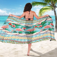 Flamingo Hawaii Summer Sarong Hawaiian Lei Pakala Motifs Tropical Style