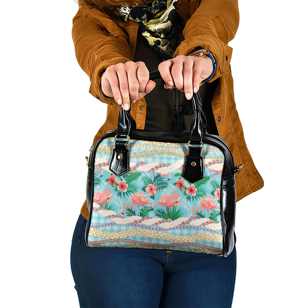 Flamingo Hawaii Summer Shoulder Handbag Hawaiian Lei Pakala Motifs Tropical Style LT14 One Size Cyan - Polynesian Pride