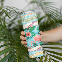 Flamingo Hawaii Summer Skinny Tumbler Hawaiian Lei Pakala Motifs Tropical Style LT14 - Polynesian Pride