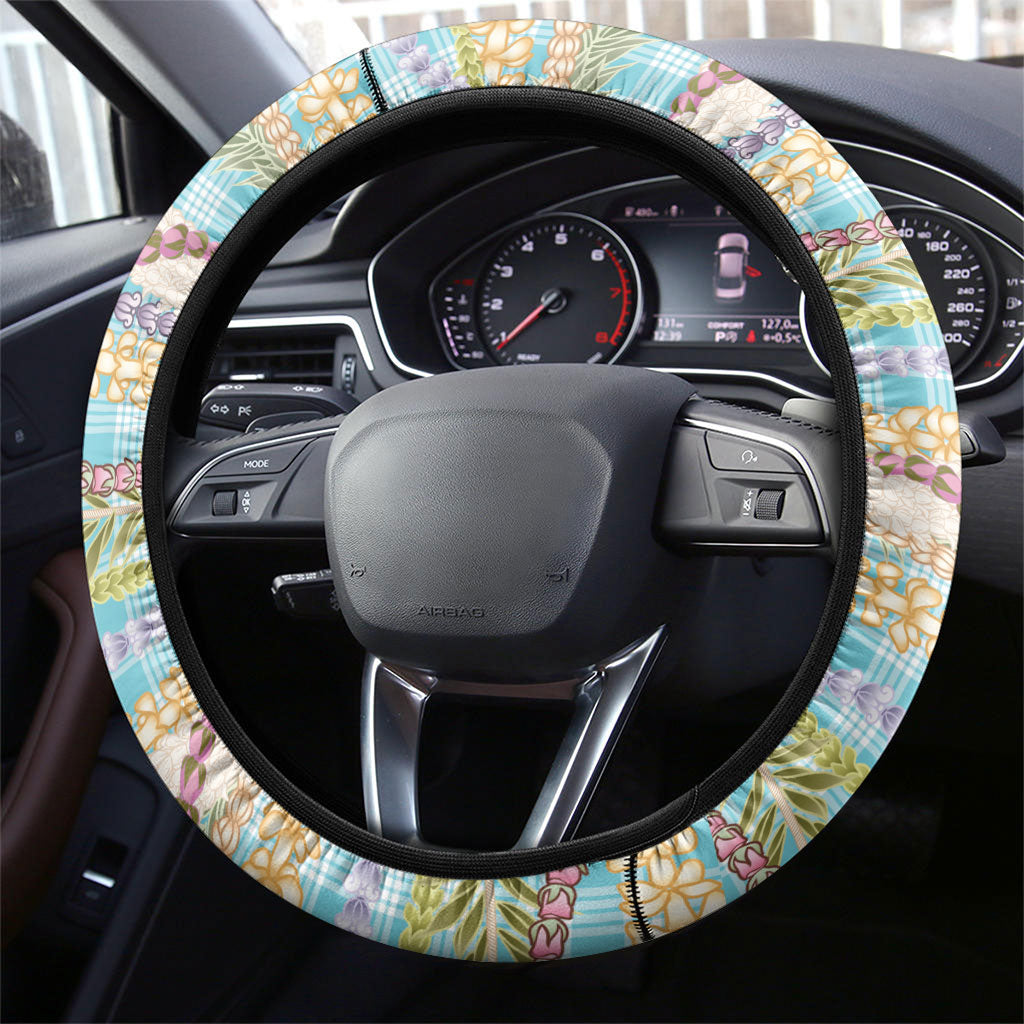 Flamingo Hawaii Summer Steering Wheel Cover Hawaiian Lei Pakala Motifs Tropical Style