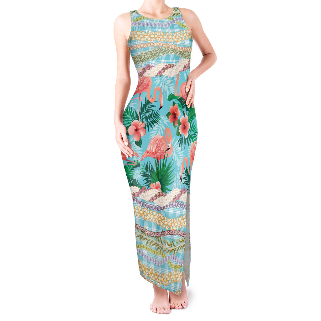 Flamingo Hawaii Summer Tank Maxi Dress Hawaiian Lei Pakala Motifs Tropical Style