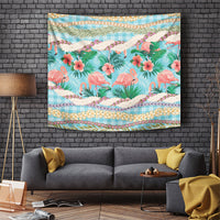 Flamingo Hawaii Summer Tapestry Hawaiian Lei Pakala Motifs Tropical Style