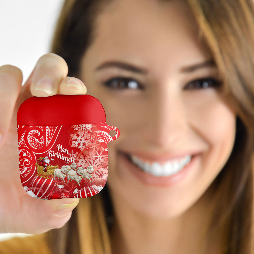New Zealand Christmas In July AirPods Case Funny Santa Sheep Meri Kirihimete Red LT14 - Polynesian Pride