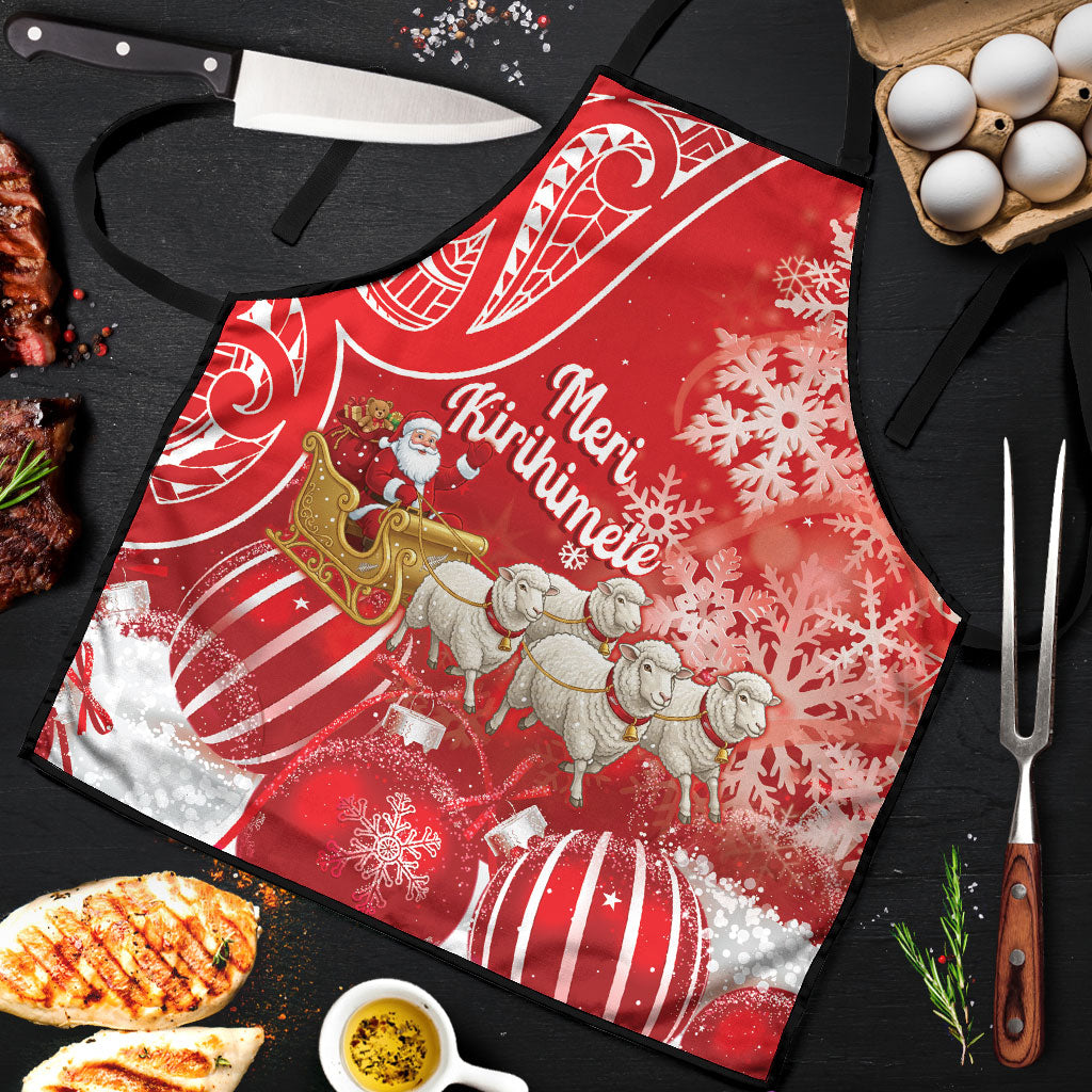 New Zealand Christmas In July Apron Funny Santa Sheep Meri Kirihimete Red LT14 Red - Polynesian Pride