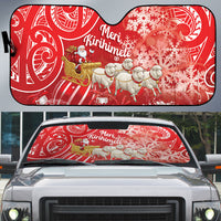 New Zealand Christmas In July Auto Sun Shade Funny Santa Sheep Meri Kirihimete Red LT14 Red - Polynesian Pride