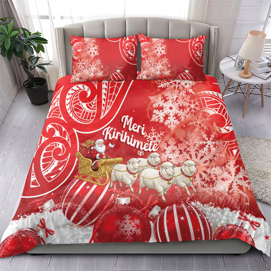 New Zealand Christmas In July Bedding Set Funny Santa Sheep Meri Kirihimete Red LT14 - Polynesian Pride