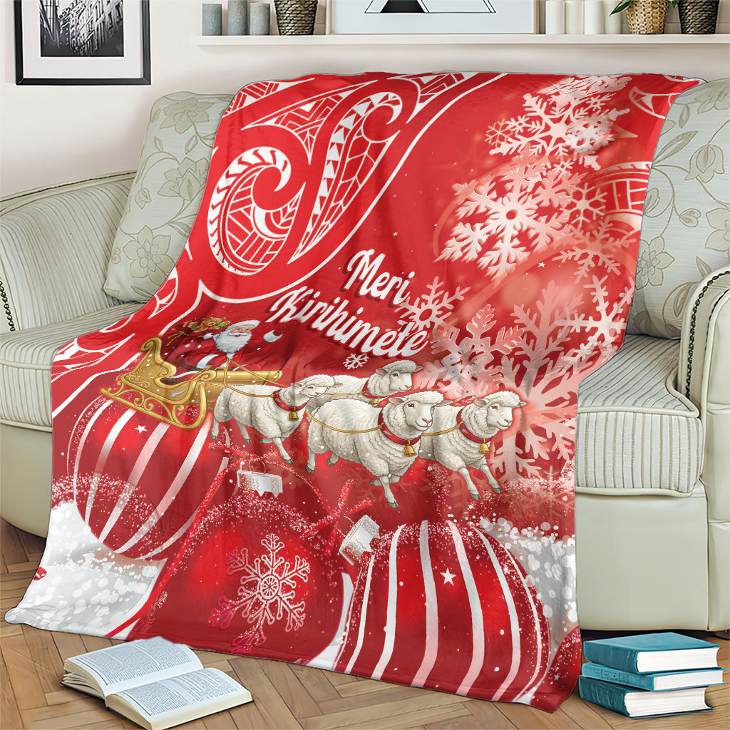 New Zealand Christmas In July Blanket Funny Santa Sheep Meri Kirihimete Red LT14 - Polynesian Pride