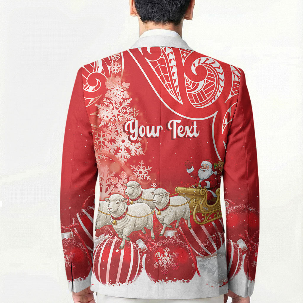 New Zealand Christmas In July Personalised Blazer Funny Santa Sheep Meri Kirihimete Red LT14 - Polynesian Pride