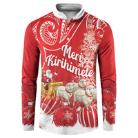 New Zealand Christmas In July Personalised Button Sweatshirt Funny Santa Sheep Meri Kirihimete Red LT14 Red - Polynesian Pride