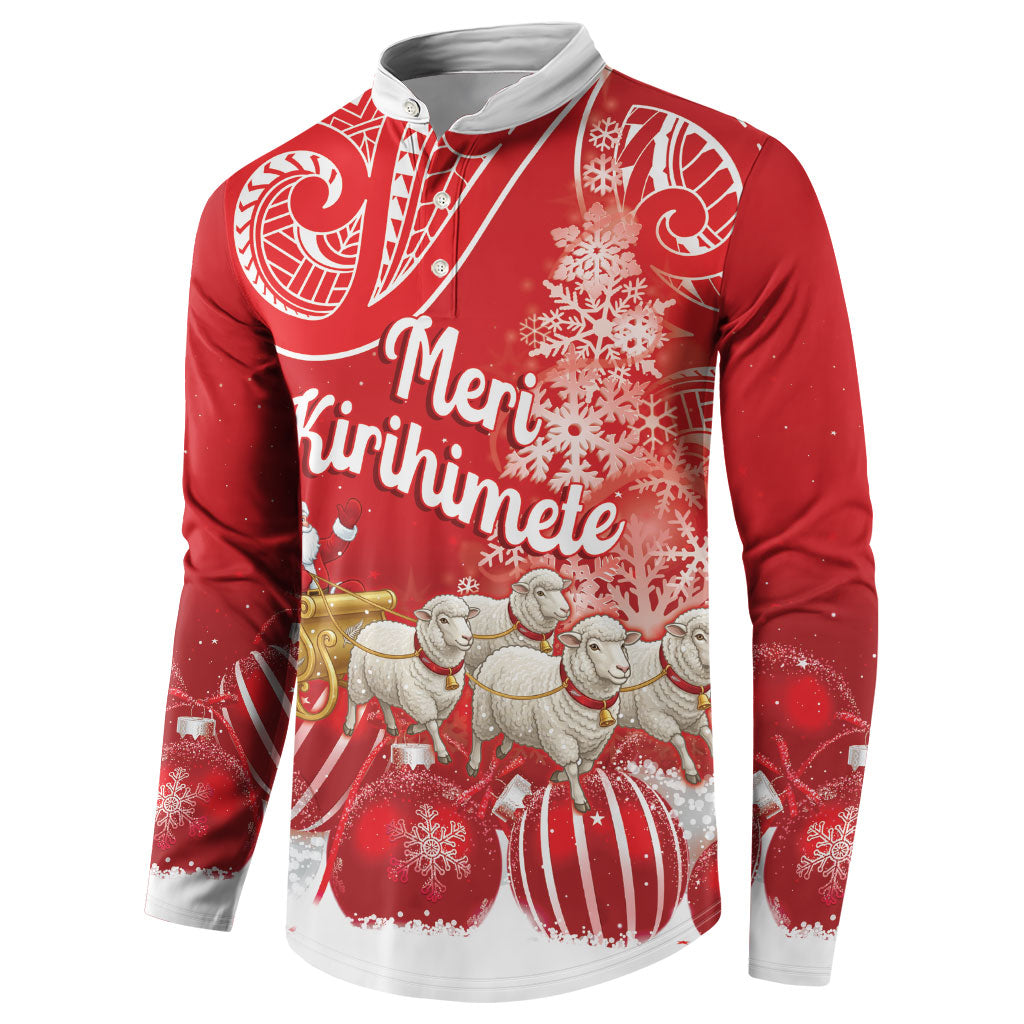 New Zealand Christmas In July Personalised Button Sweatshirt Funny Santa Sheep Meri Kirihimete Red LT14 - Polynesian Pride