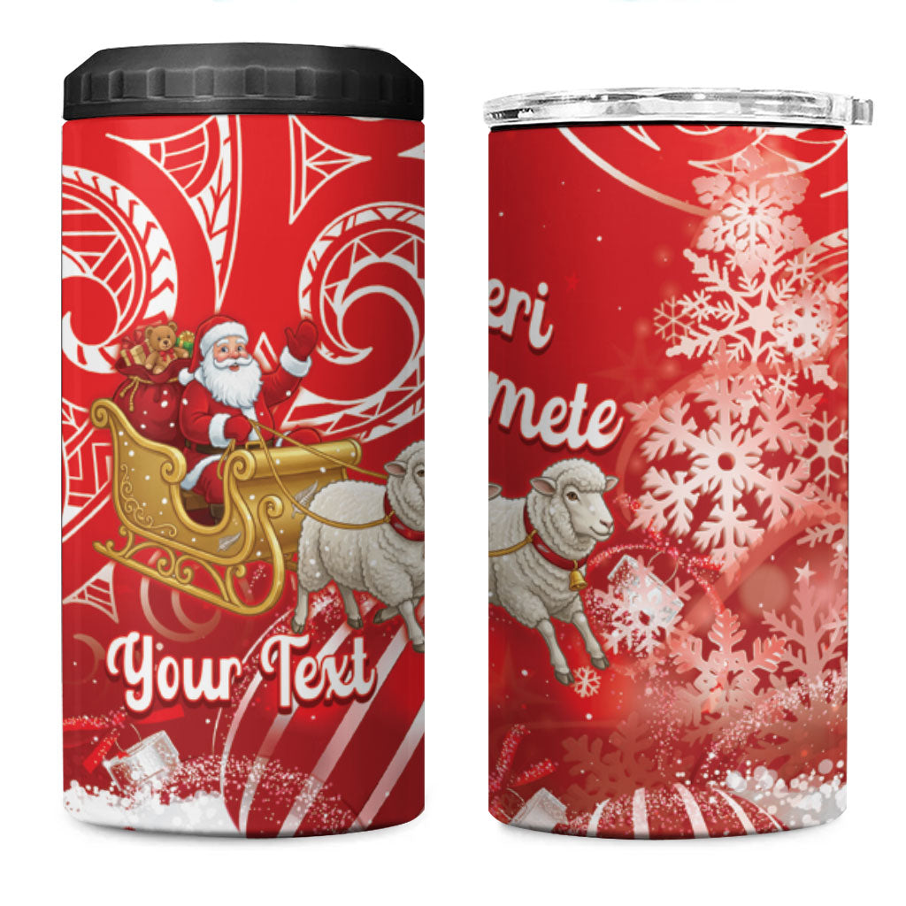 New Zealand Christmas In July Personalised 4 in 1 Can Cooler Tumbler Funny Santa Sheep Meri Kirihimete Red LT14 One Size: 16 oz Red - Polynesian Pride