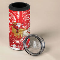 New Zealand Christmas In July Personalised 4 in 1 Can Cooler Tumbler Funny Santa Sheep Meri Kirihimete Red LT14 - Polynesian Pride