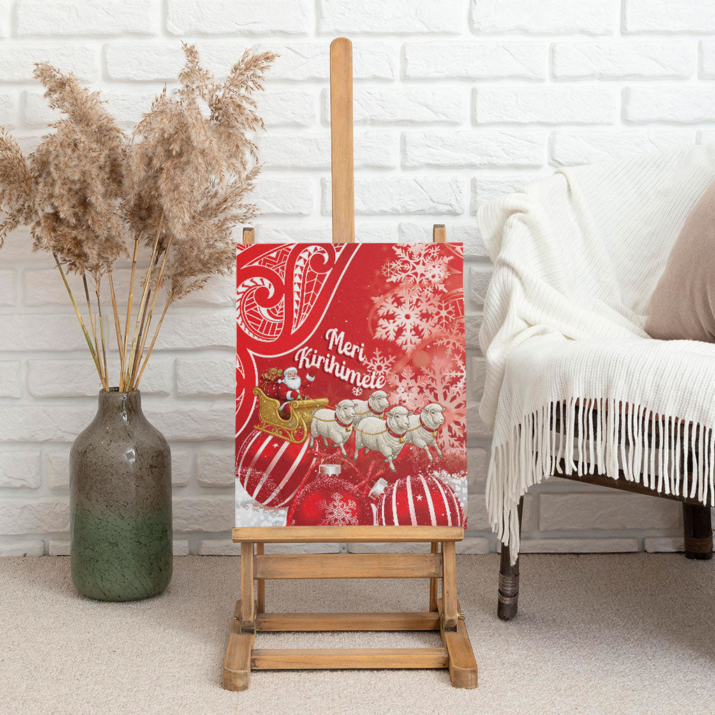 New Zealand Christmas In July Canvas Wall Art Funny Santa Sheep Meri Kirihimete Red LT14 - Polynesian Pride