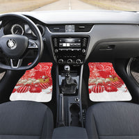 New Zealand Christmas In July Personalised Car Mats Funny Santa Sheep Meri Kirihimete Red LT14 Set 2pcs - Front Red - Polynesian Pride