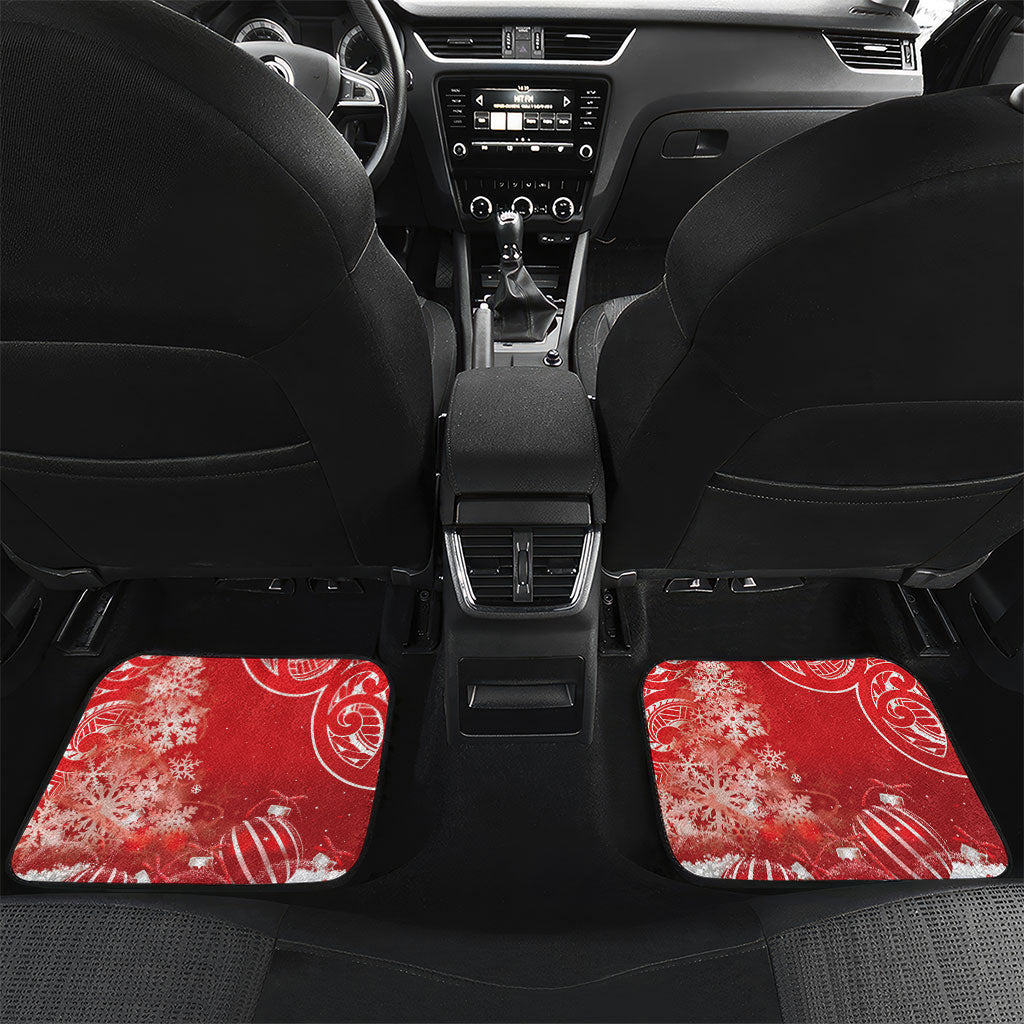 New Zealand Christmas In July Personalised Car Mats Funny Santa Sheep Meri Kirihimete Red LT14 Set 2pcs - Back Red - Polynesian Pride