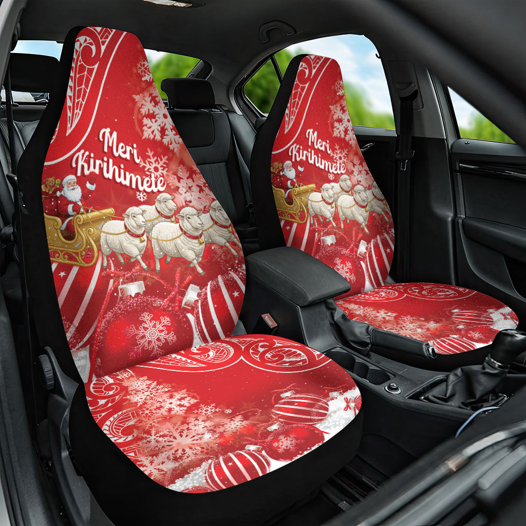 New Zealand Christmas In July Car Seat Cover Funny Santa Sheep Meri Kirihimete Red LT14 One Size Red - Polynesian Pride