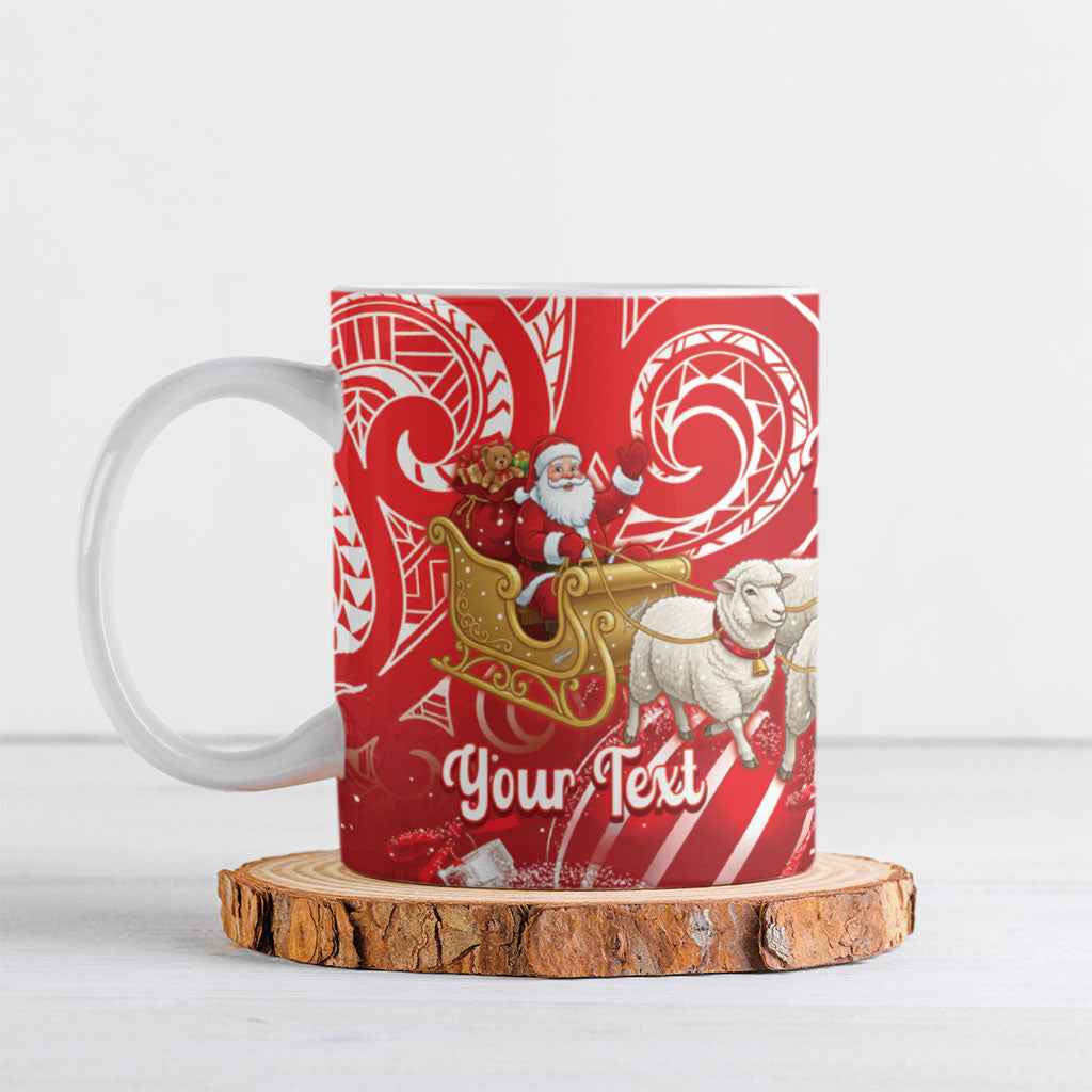 New Zealand Christmas In July Personalised Ceramic Mug Funny Santa Sheep Meri Kirihimete Red LT14 Red - Polynesian Pride
