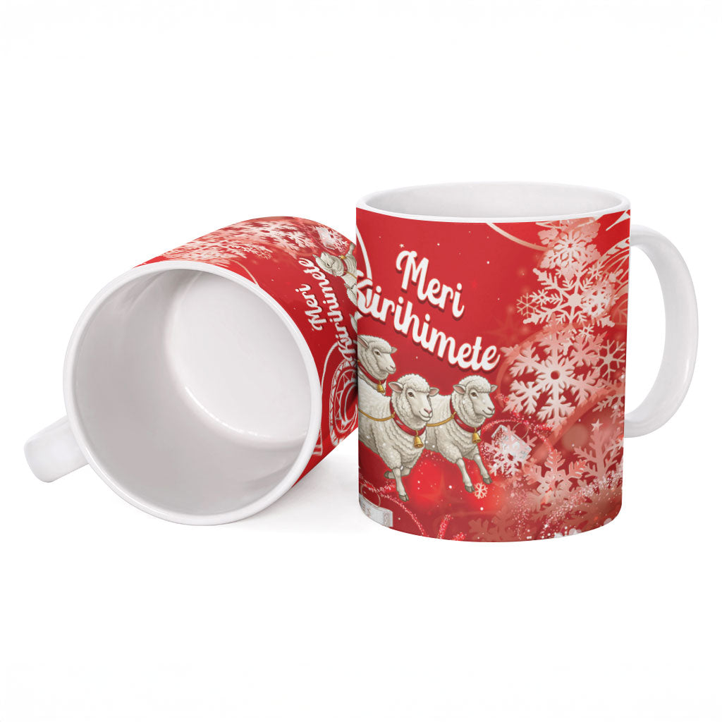 New Zealand Christmas In July Personalised Ceramic Mug Funny Santa Sheep Meri Kirihimete Red LT14 - Polynesian Pride