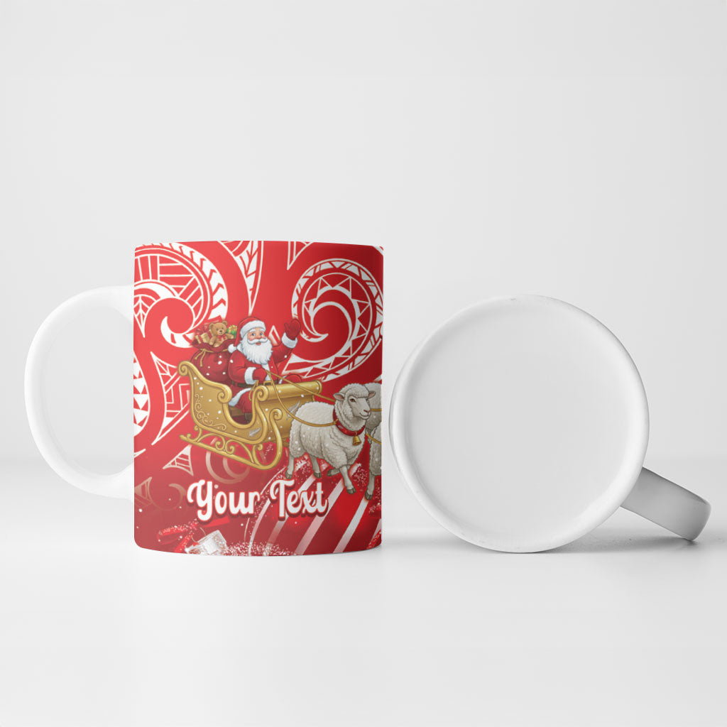 New Zealand Christmas In July Personalised Ceramic Mug Funny Santa Sheep Meri Kirihimete Red LT14 - Polynesian Pride