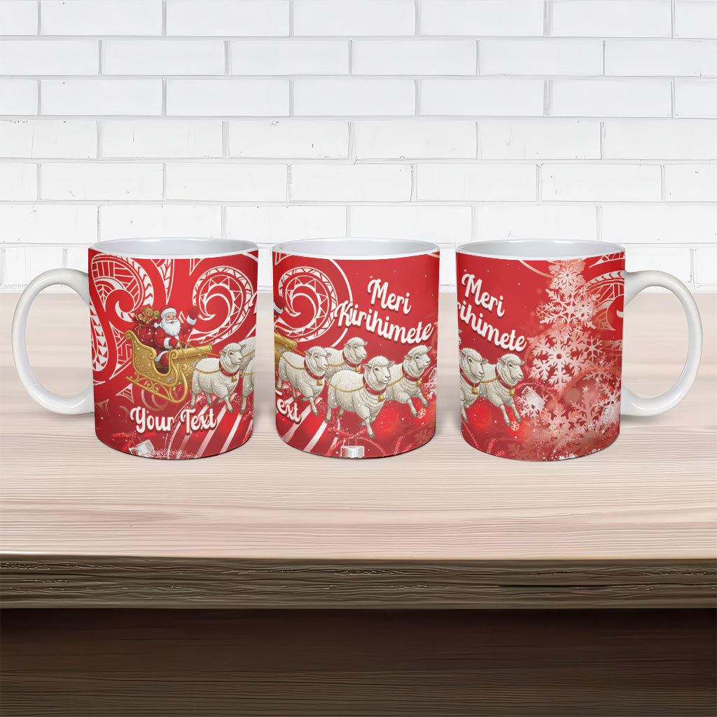 New Zealand Christmas In July Personalised Ceramic Mug Funny Santa Sheep Meri Kirihimete Red LT14 - Polynesian Pride