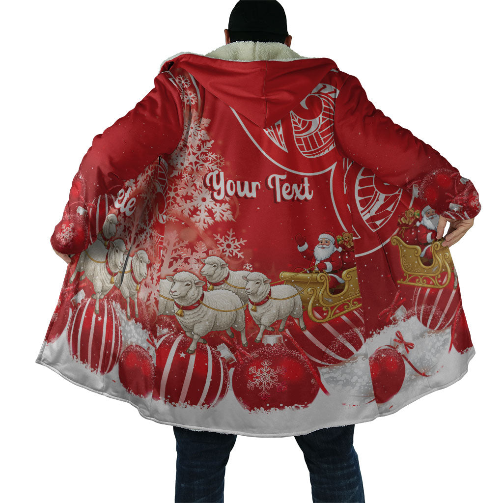 New Zealand Christmas In July Personalised Cloak Funny Santa Sheep Meri Kirihimete Red LT14 - Polynesian Pride