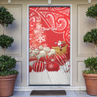 New Zealand Christmas In July Personalised Door Cover Funny Santa Sheep Meri Kirihimete Red LT14 Red - Polynesian Pride