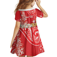 New Zealand Christmas In July Personalised Family Matching Off The Shoulder Long Sleeve Dress and Hawaiian Shirt Funny Santa Sheep Meri Kirihimete Red LT14 - Polynesian Pride