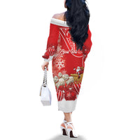 New Zealand Christmas In July Personalised Family Matching Off The Shoulder Long Sleeve Dress and Hawaiian Shirt Funny Santa Sheep Meri Kirihimete Red LT14 - Polynesian Pride