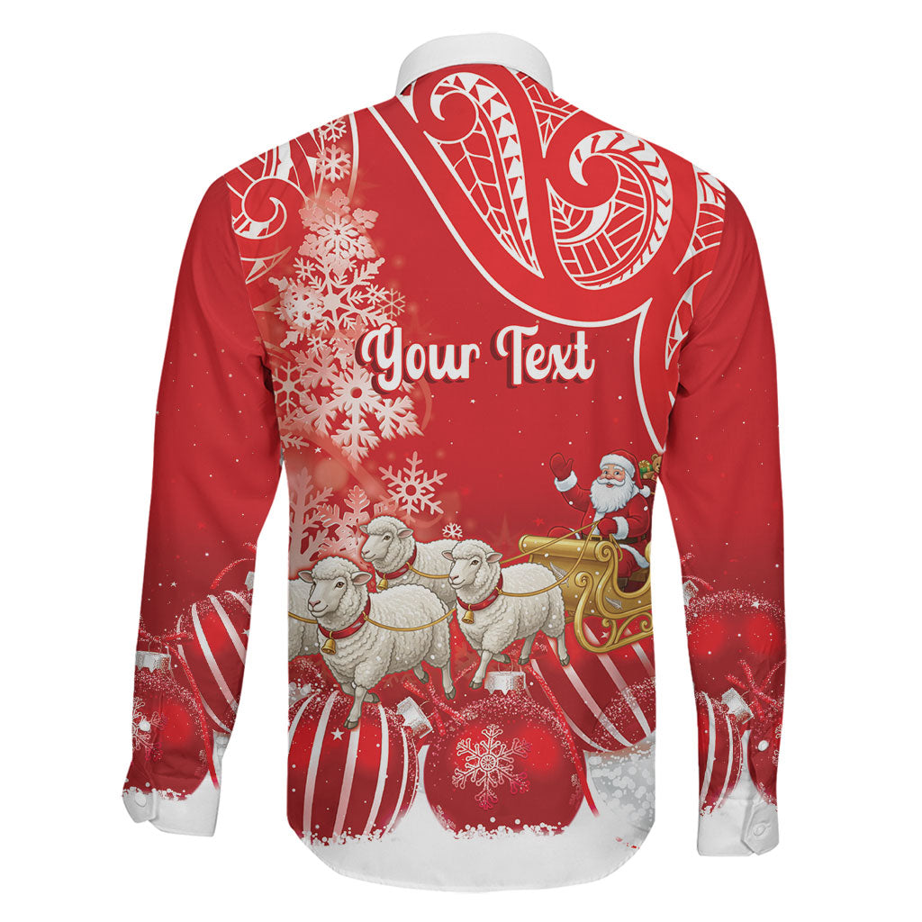New Zealand Christmas In July Personalised Family Matching Off Shoulder Short Dress and Hawaiian Shirt Funny Santa Sheep Meri Kirihimete Red LT14 - Polynesian Pride