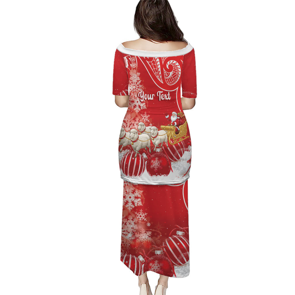 New Zealand Christmas In July Personalised Family Matching Puletasi and Hawaiian Shirt Funny Santa Sheep Meri Kirihimete Red LT14 - Polynesian Pride
