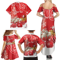 New Zealand Christmas In July Personalised Family Matching Summer Maxi Dress and Hawaiian Shirt Funny Santa Sheep Meri Kirihimete Red LT14 - Polynesian Pride