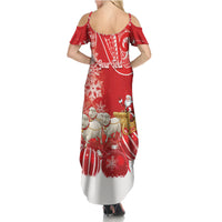 New Zealand Christmas In July Personalised Family Matching Summer Maxi Dress and Hawaiian Shirt Funny Santa Sheep Meri Kirihimete Red LT14 - Polynesian Pride
