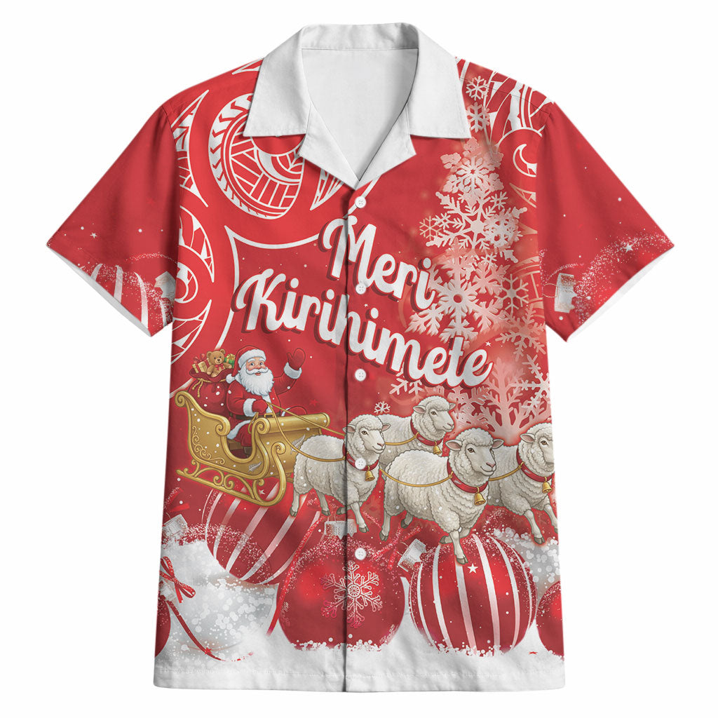 New Zealand Christmas In July Personalised Hawaiian Shirt Funny Santa Sheep Meri Kirihimete Red LT14 Red - Polynesian Pride