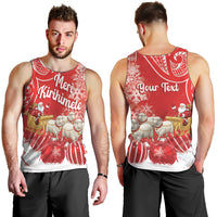 New Zealand Christmas In July Personalised Men Tank Top Funny Santa Sheep Meri Kirihimete Red LT14 - Polynesian Pride