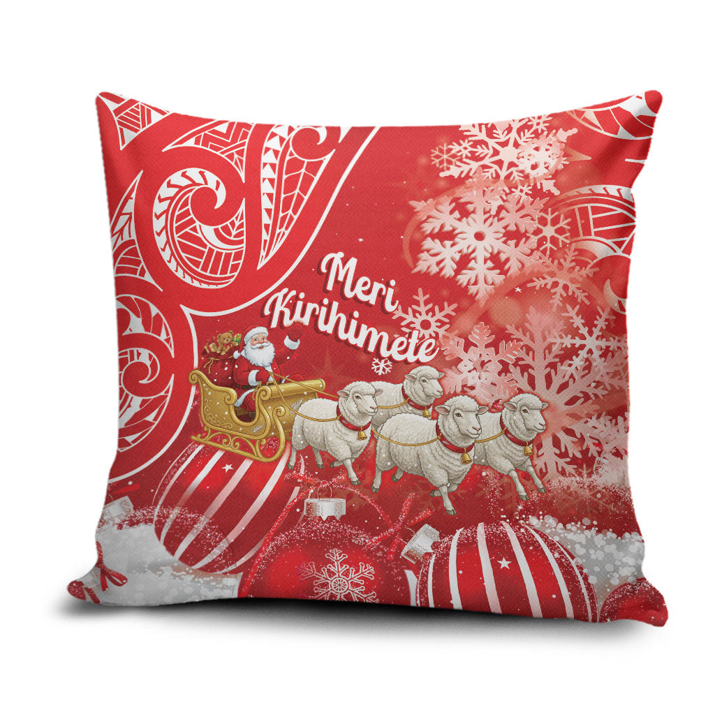 New Zealand Christmas In July Pillow Cover Funny Santa Sheep Meri Kirihimete Red LT14 Red - Polynesian Pride