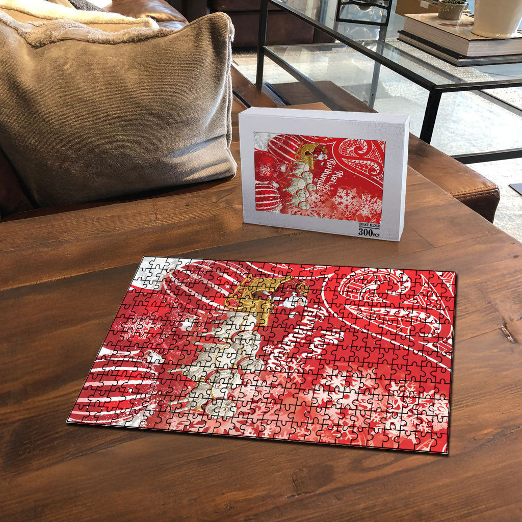 New Zealand Christmas In July Puzzle Funny Santa Sheep Meri Kirihimete Red LT14 - Polynesian Pride