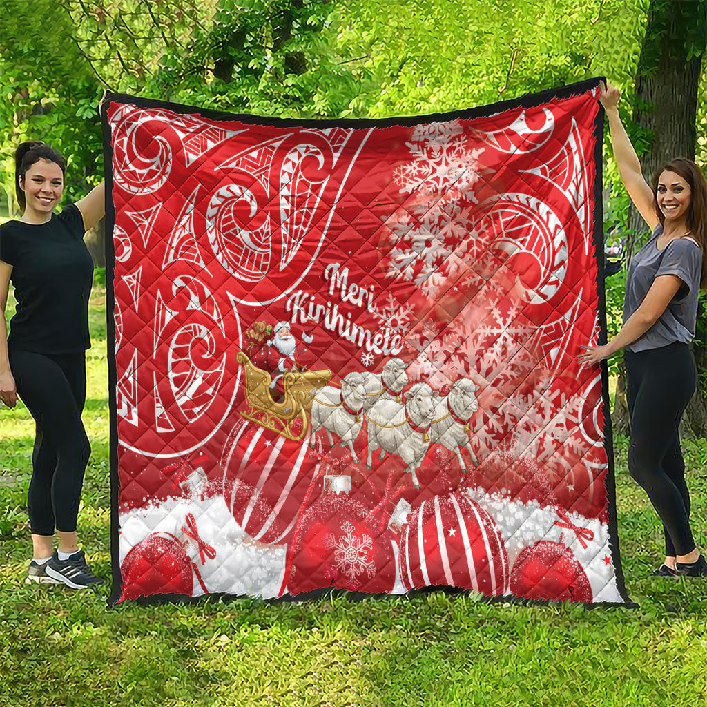 New Zealand Christmas In July Quilt Funny Santa Sheep Meri Kirihimete Red LT14 - Polynesian Pride