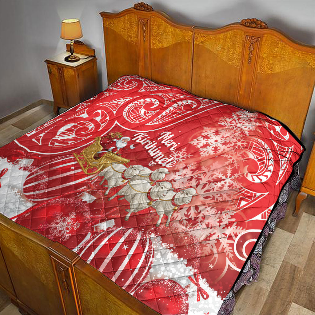 New Zealand Christmas In July Quilt Funny Santa Sheep Meri Kirihimete Red LT14 - Polynesian Pride