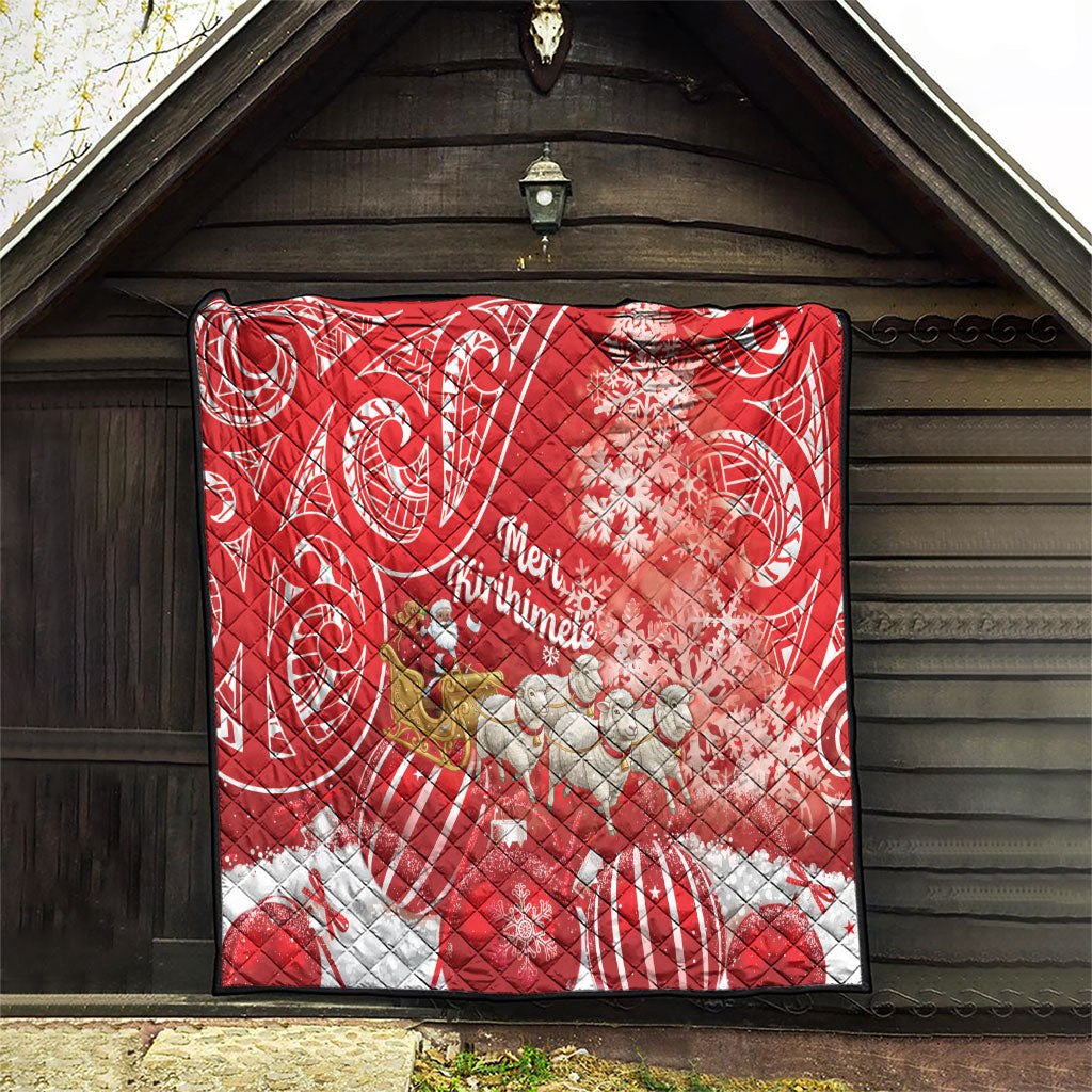 New Zealand Christmas In July Quilt Funny Santa Sheep Meri Kirihimete Red LT14 - Polynesian Pride