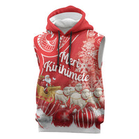 New Zealand Christmas In July Personalised Sleeveless Hoodie Funny Santa Sheep Meri Kirihimete Red LT14 Red - Polynesian Pride